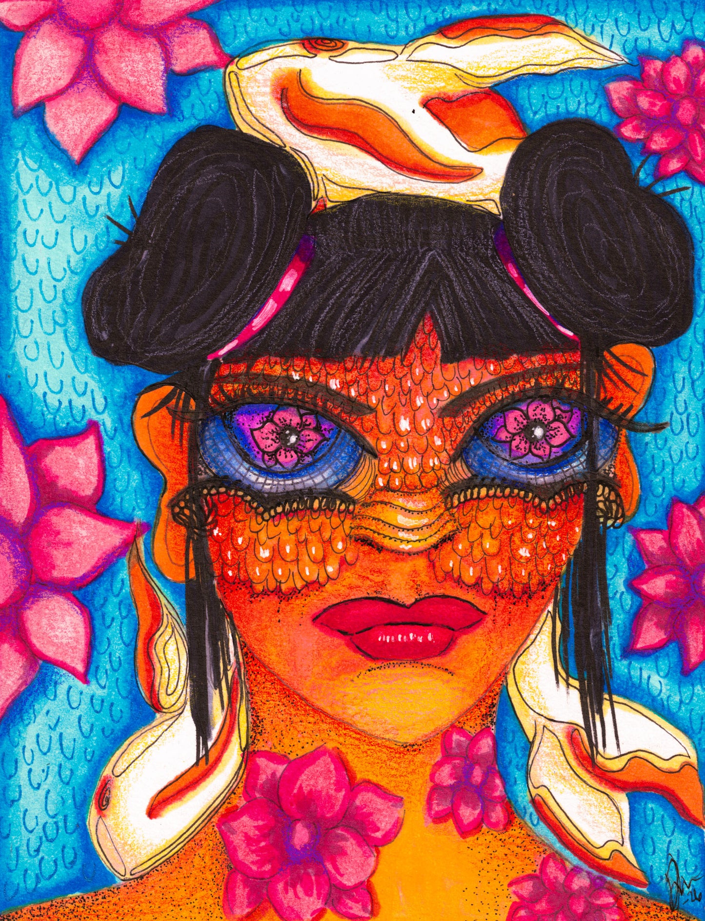Koi Goddess + Small Mystery Sticker!- 5" x 7" print