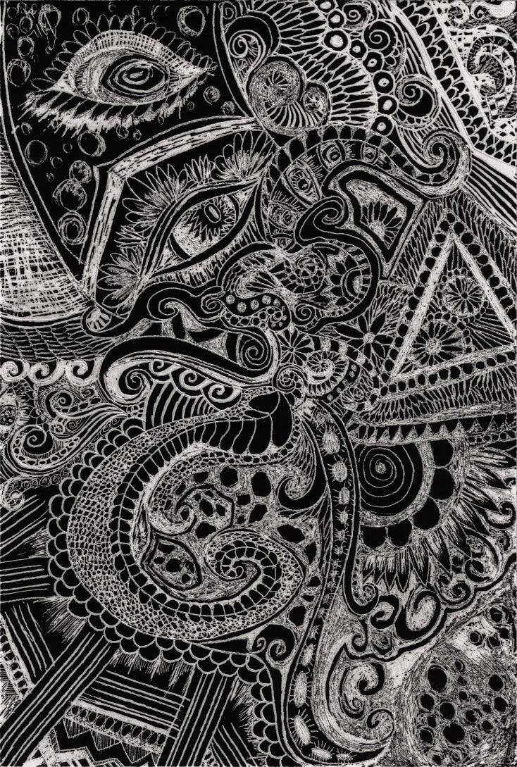 Tendrils-Scratch Art- 8.5" x 11"