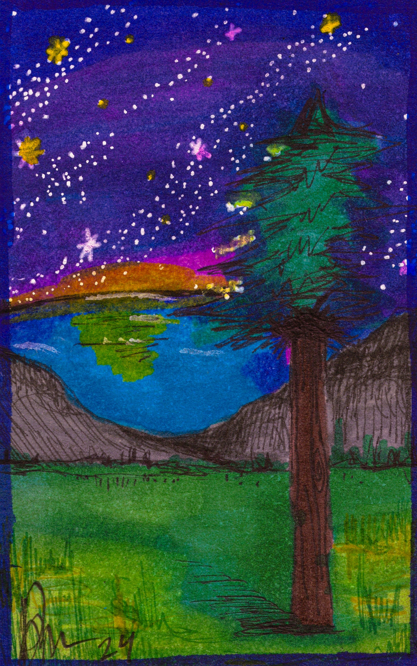 Mini Art Card-Meteor Shower